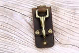 Heavy duty full grain leather belt key clip