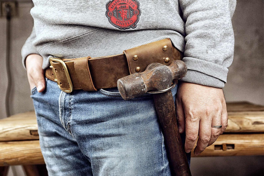 heavy duty leather hammer belt holder