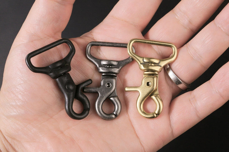 Heavy duty matte black silver solid brass swivel hook