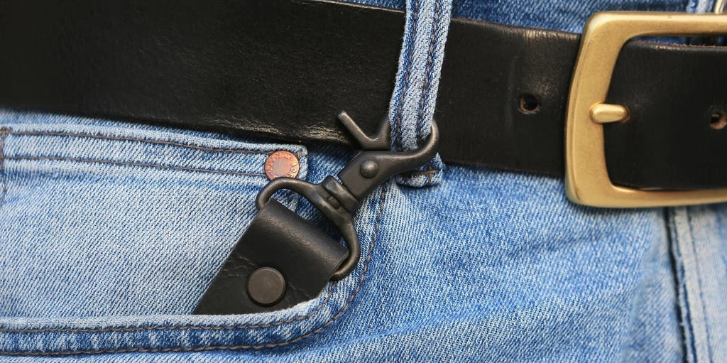 Heavy Duty personalized leather keychain with solid brass hook , Custom car Key fob