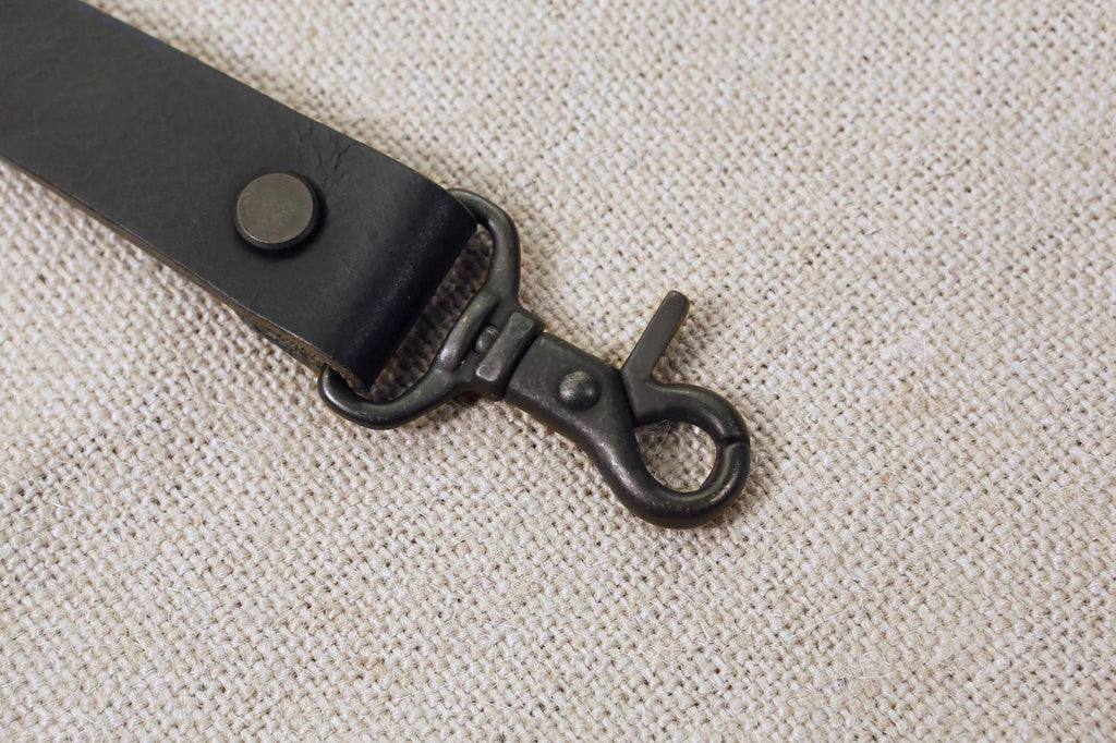 Heavy Duty personalized leather keychain with solid brass hook , Custom car Key fob
