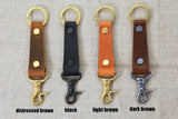 Heavy Duty personalized leather keychain with solid brass hook , Custom car Key fob