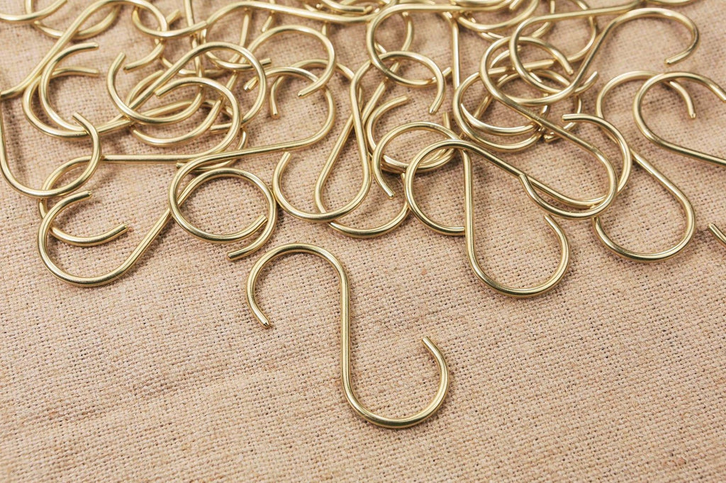 Heavy duty solid brass S hook for hanging plants