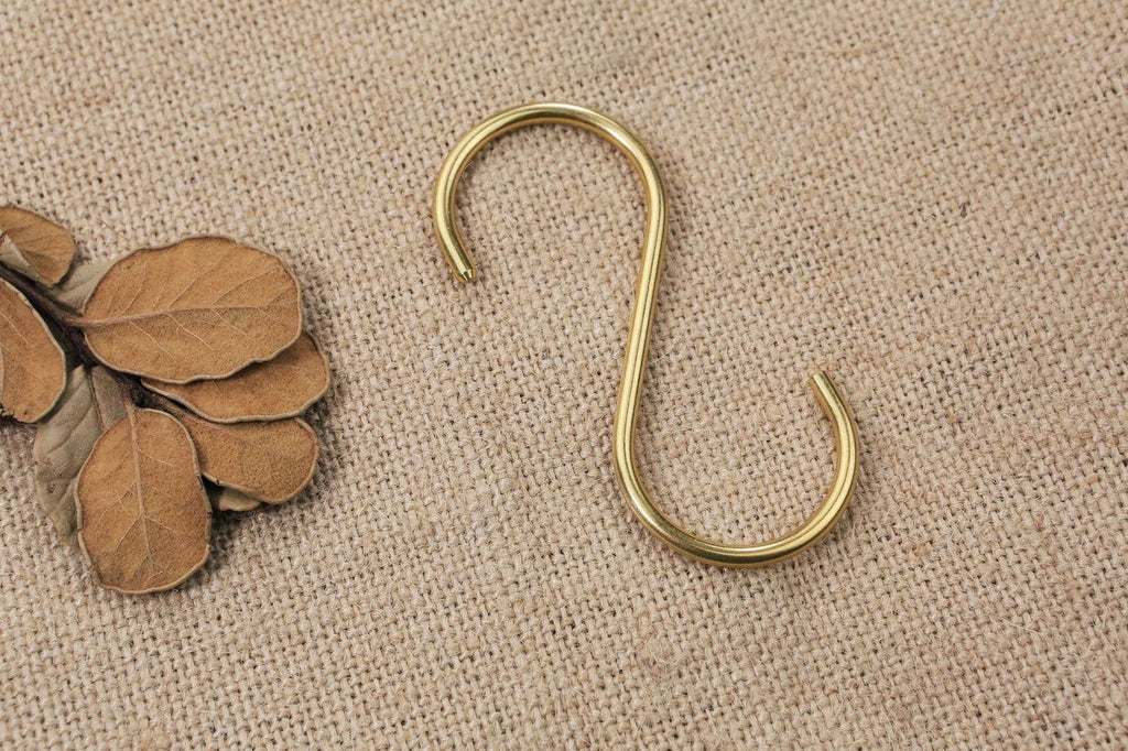 Heavy duty solid brass S hook for hanging plants