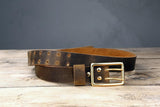 Heavy duty thick double prong leather belt