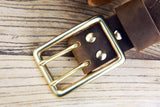 Heavy duty thick double prong leather belt