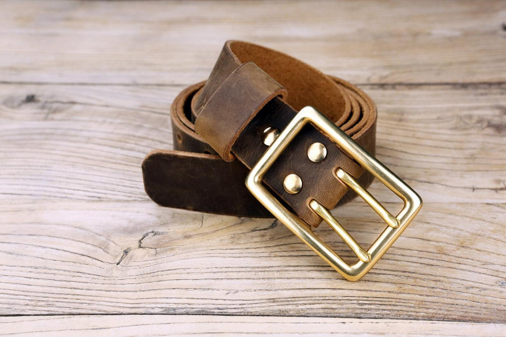 Heavy duty thick double prong leather belt