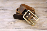 Heavy duty thick double prong leather belt