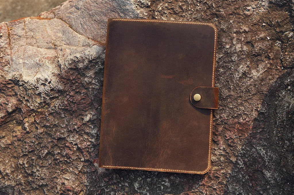 leather business portfolio folder for 8.5 x 11.75 letter size notepad