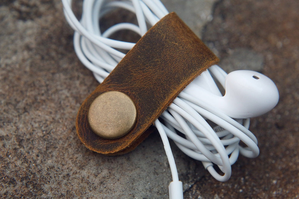 Leather cable management cord organizer charger bag