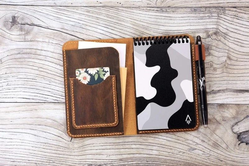 Personalized leather case cover for Rocketbook Smart Reusable Notebook mini size 3.5 x 5.5 inch