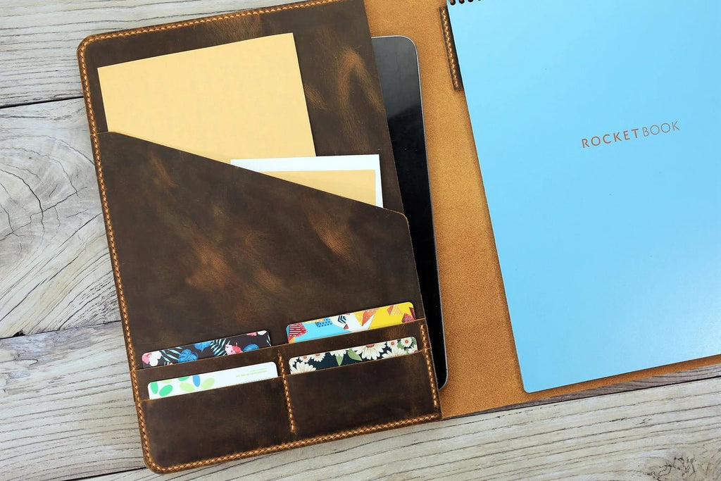 Leather cover folio folder for Rocketbook Flip notepad executive size