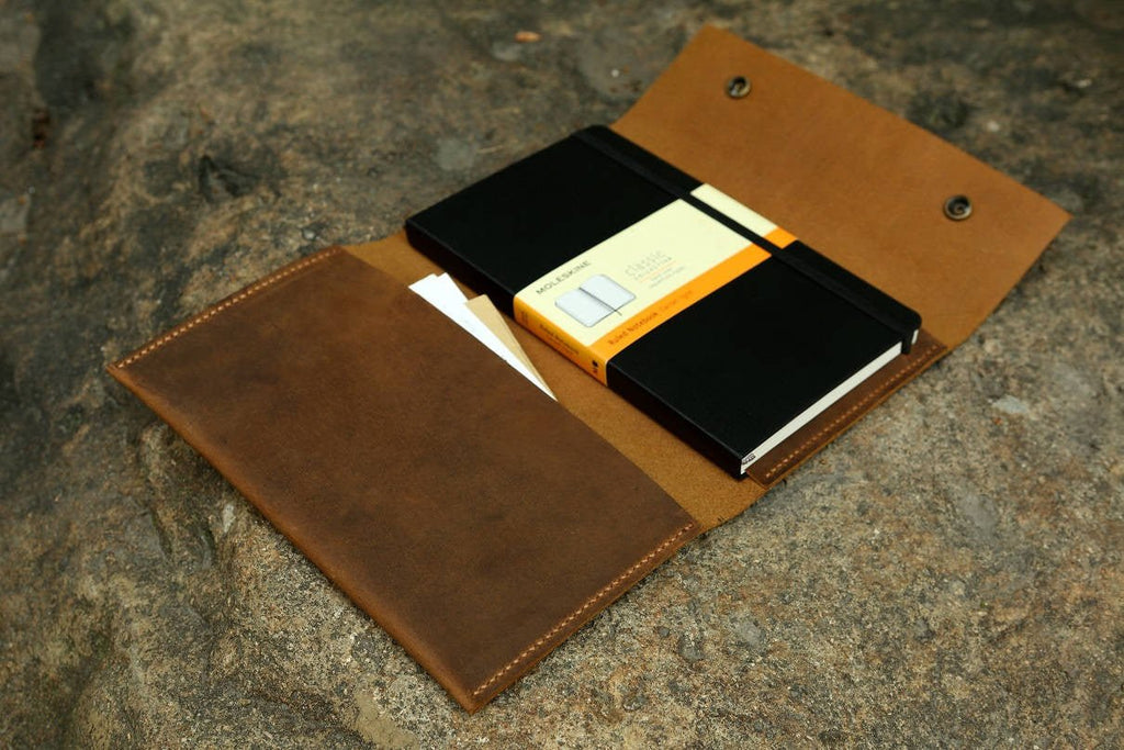 Leather cover portfolio for MOLESKINE classic notebook Large size