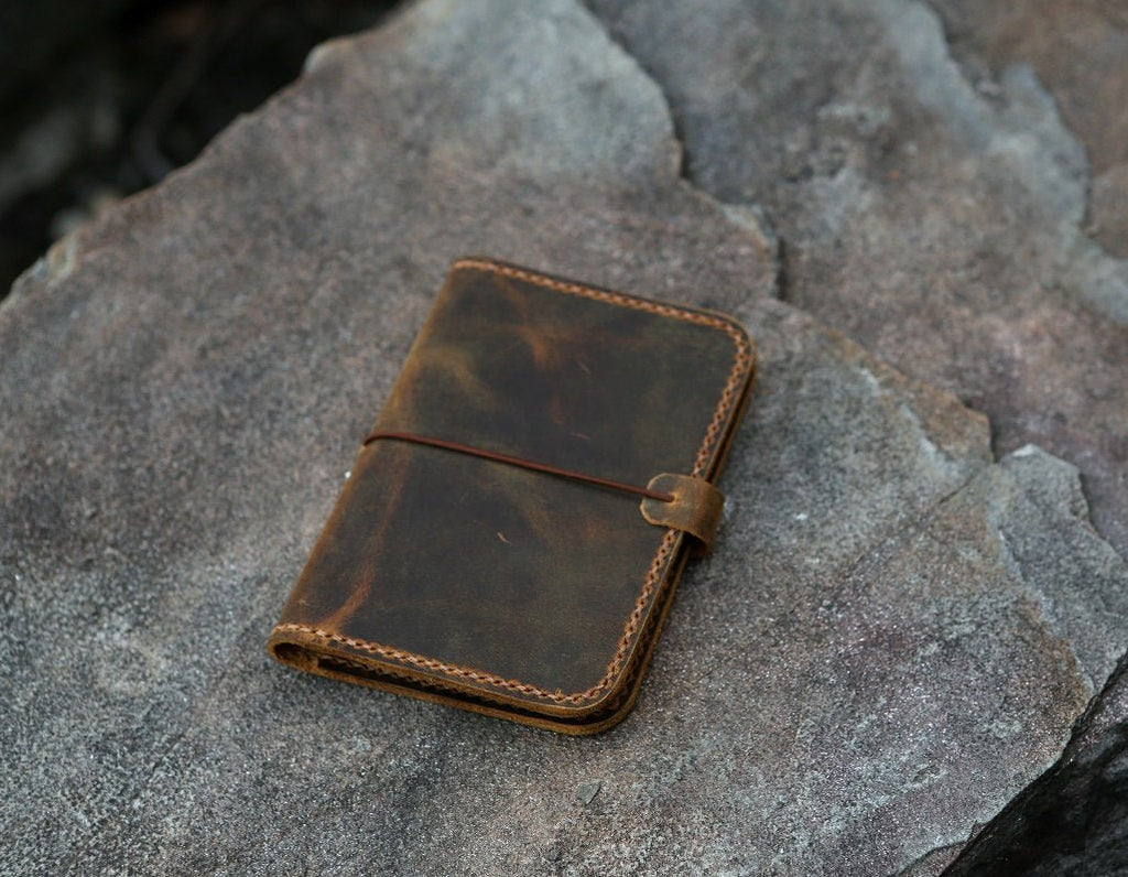 leather diary journal for small mini composition notebook 4.5 x 3.25"  pocket size