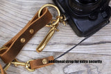 Leather dual double camera harness strap for two camera