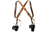 Dual DSLR leather strap for two camera , gifts for photographers