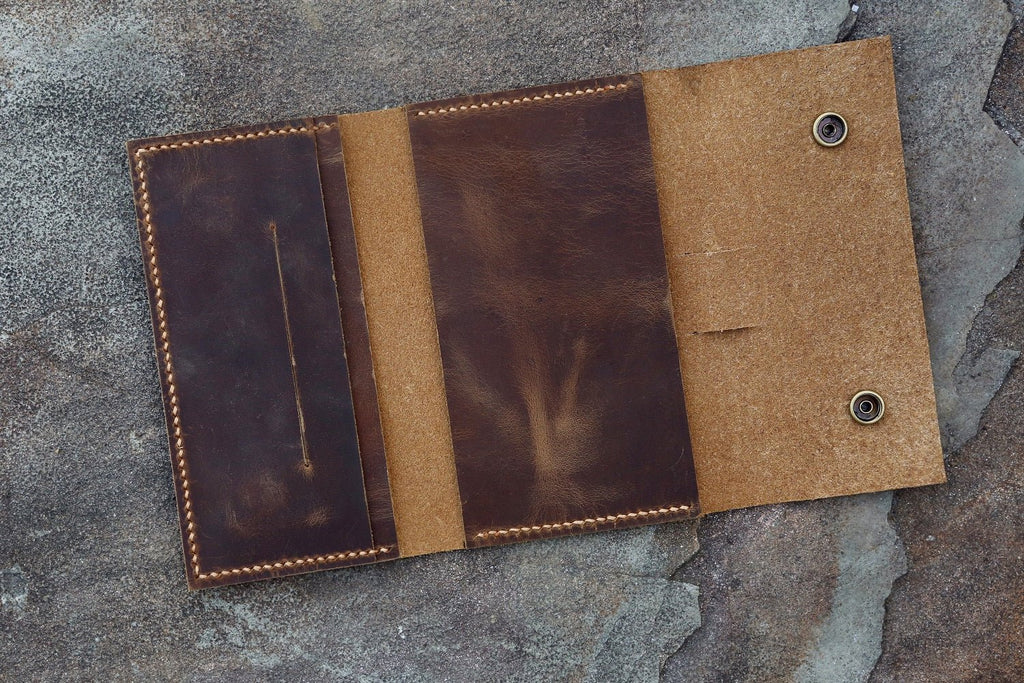 Leather field notes wallet cover travel journal wallet