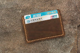 Leather front pocket slim card holder sleeve with ID window