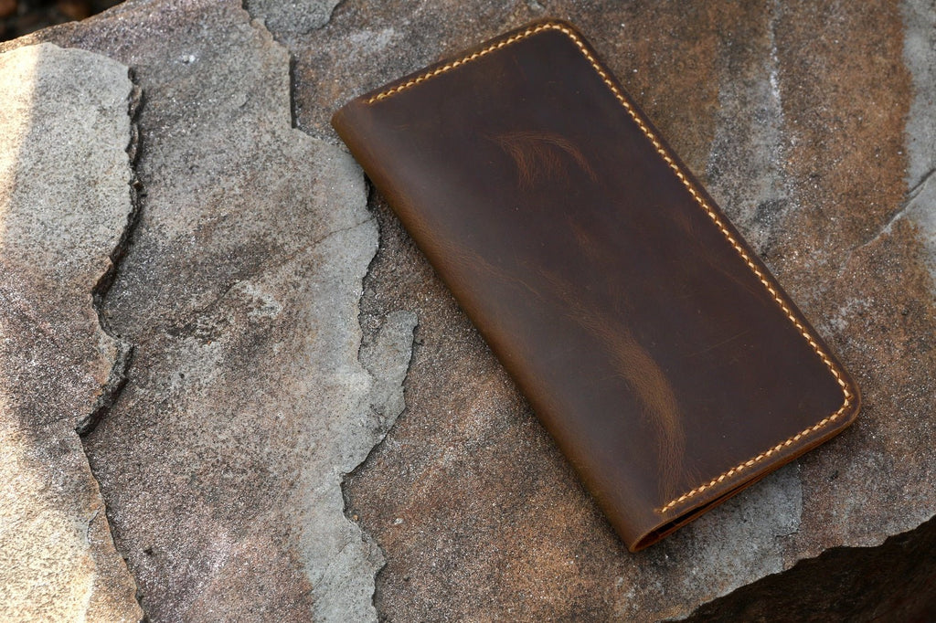 Leather passport wallet boarding pass holder
