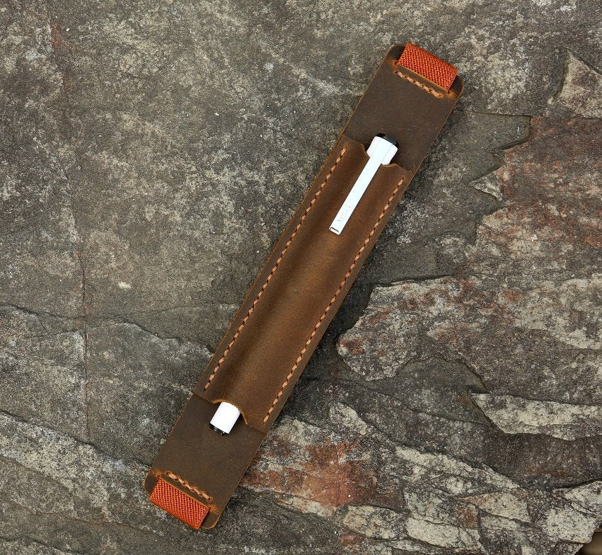 Leather pen pencil holder quiver for moleskine large notebook A5