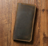 Men Women Distressed Leather long wallet