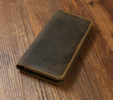Men Women Distressed Leather long wallet