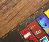 Men Women Distressed Leather long wallet