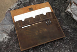 Mens rustic distressed genuine leather macbook pro case portfolio