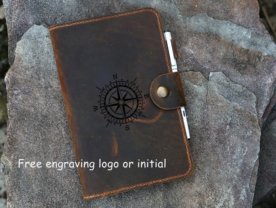 Personalized 5 x 8 inch distressed refillable leather travel journal notebook