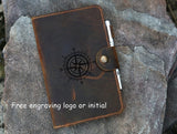 Personalized 5 x 8 inch distressed refillable leather travel journal notebook