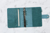 Personalized Blue leather notebook journal, veg tan leather binder planner