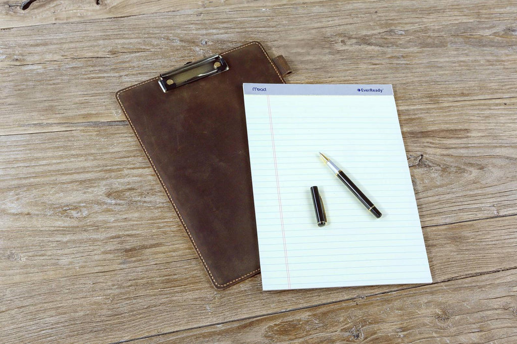 Personalized custom leather clip board with pen holder