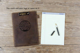 Personalized custom leather clip board with pen holder