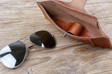 Personalized custom vegetable tanned leather sunglass eyeglass case