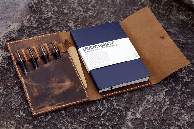 distressed leather A5 journal travel cover