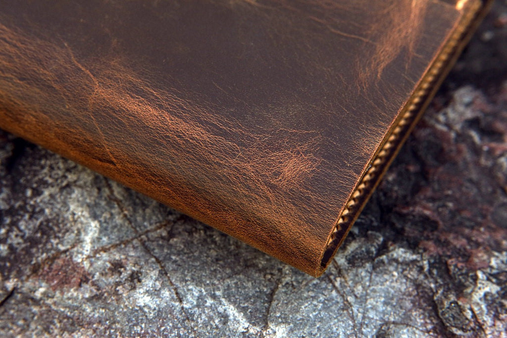 Personalized distressed  leather A5 journal travel cover