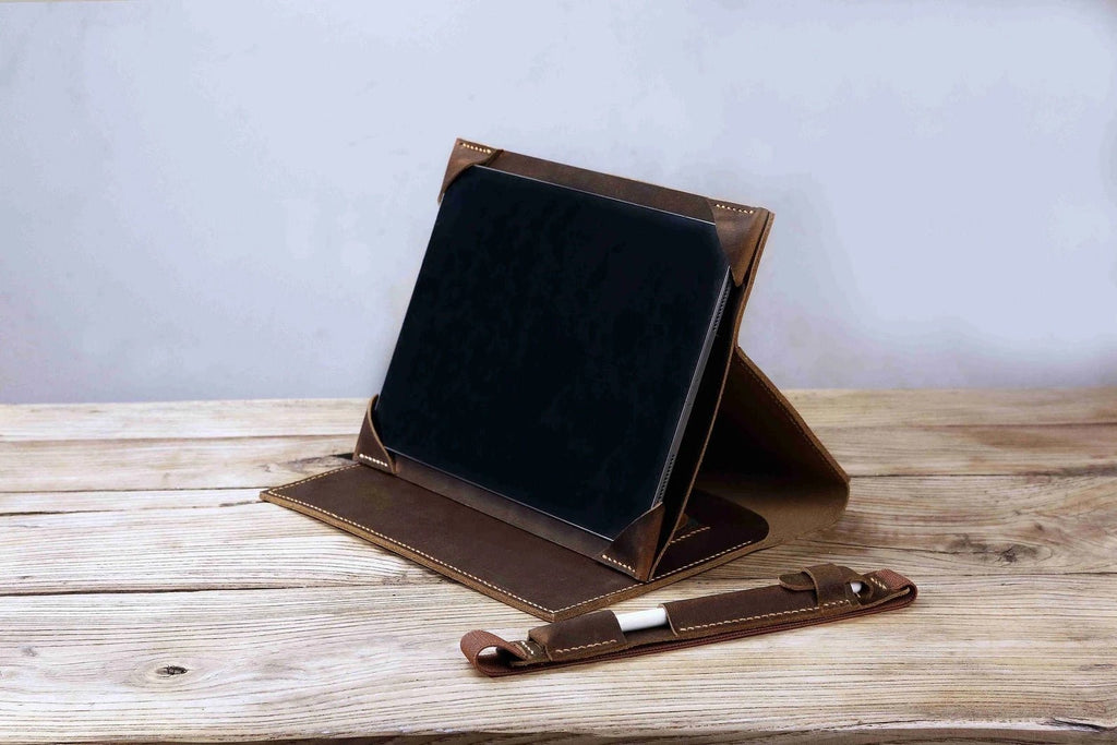 Personalized distressed leather case cover for Fujitsu QUADERNO A4 A5 , all leather Fujitsu QUADERNO folio organizer