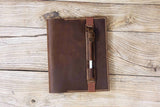Personalized distressed leather case cover for Fujitsu QUADERNO A4 A5
