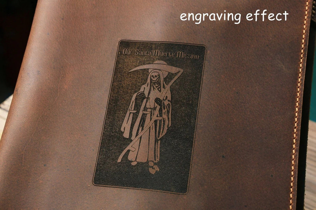 Personalized distressed leather case cover for Fujitsu QUADERNO A4 A5