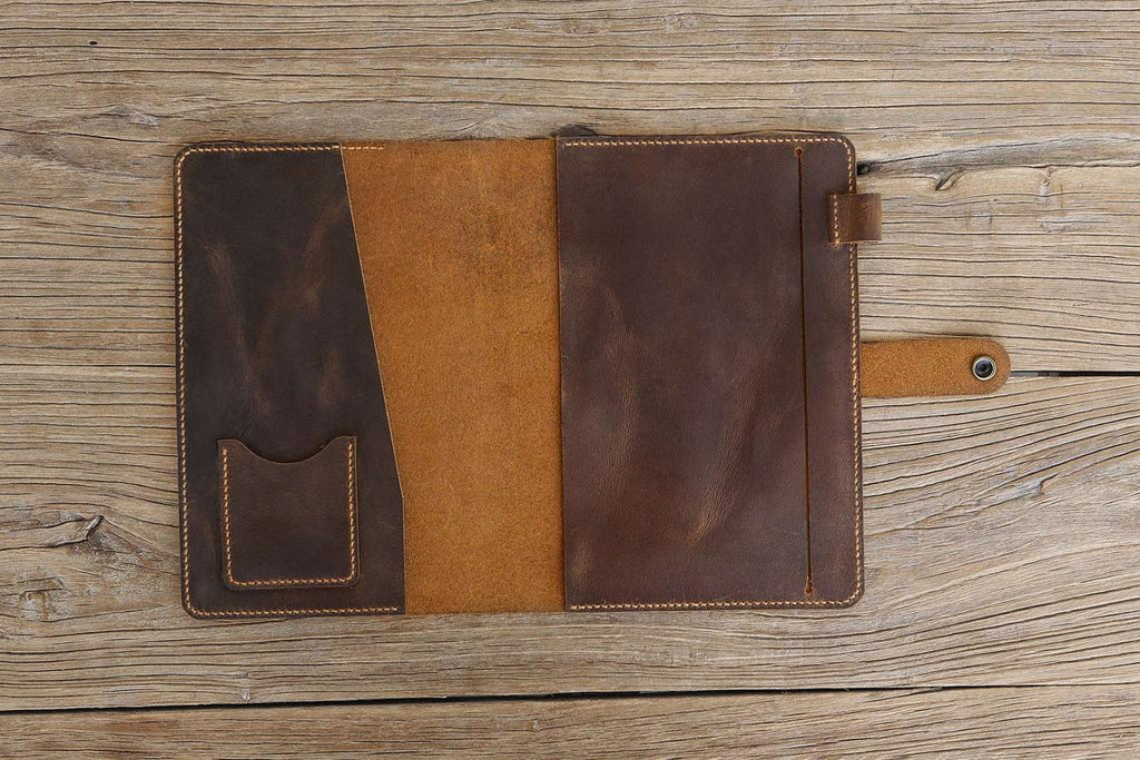 Personalized distressed leather cover for full focus planner journal
