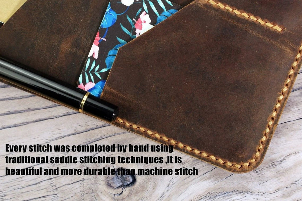 Personalized distressed leather cover organizer for Clever Fox Planner A5 size
