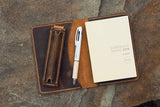 Personalized distressed leather hobonichi techo cover A5 A6