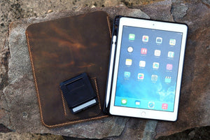 leather iPad sleeve stand holder