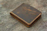 Personalized distressed leather men bifold wallet