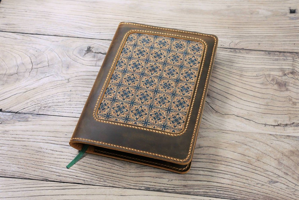 Personalized embossed leather journal notebook cover