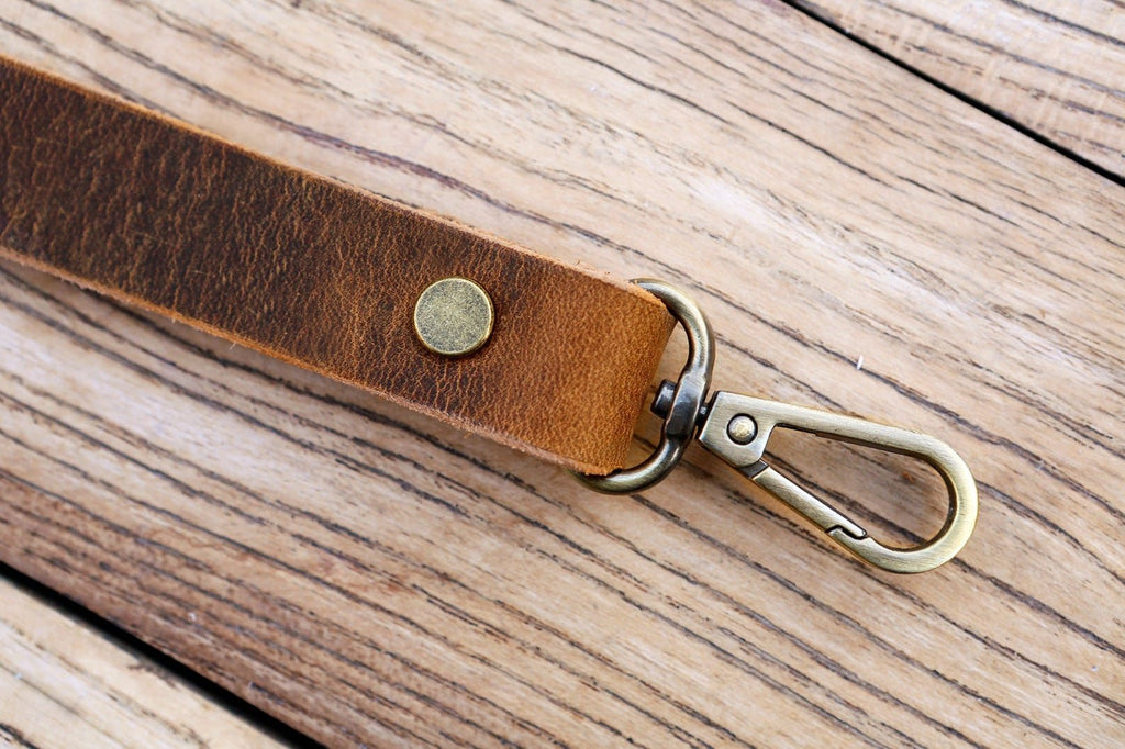 Personalized full grain Leather adjustable bag strap