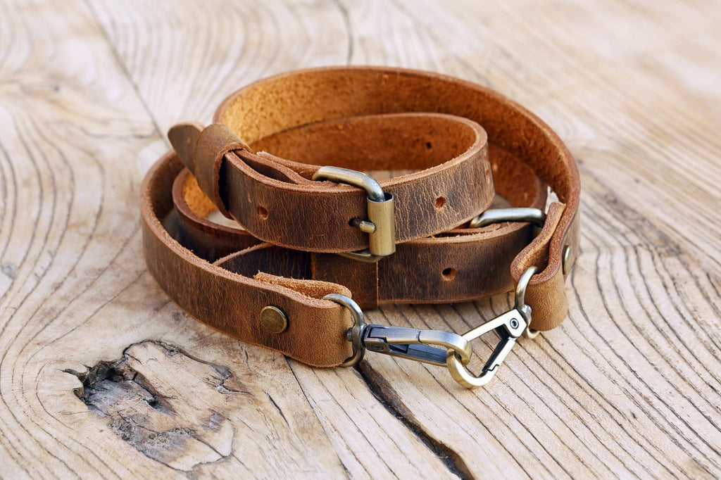 Personalized full grain Leather adjustable bag strap