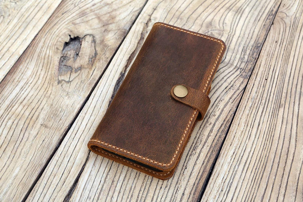 Personalized full grain Leather iPhone 12 pro max case detachable