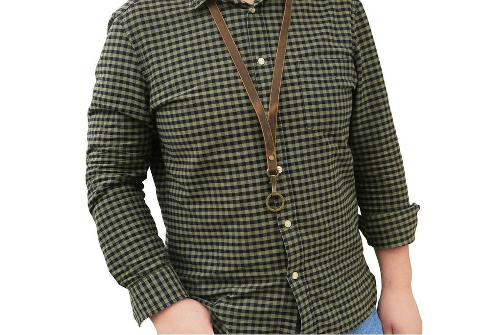 Personalized full grain Leather Lanyard for key ID