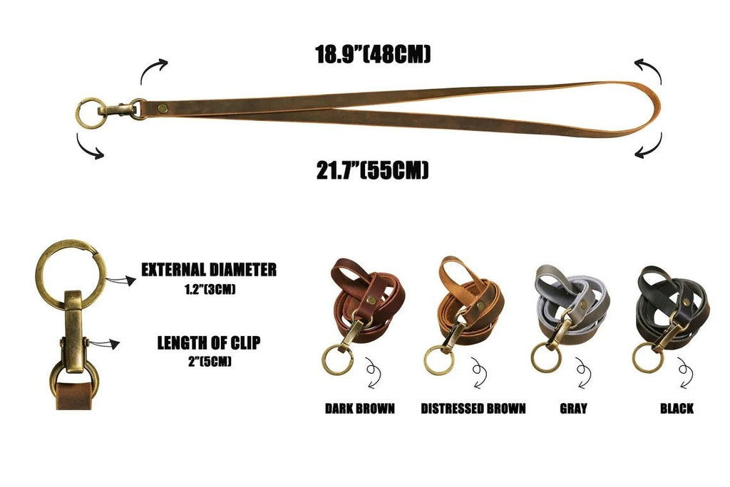 Personalized full grain Leather Lanyard for key ID